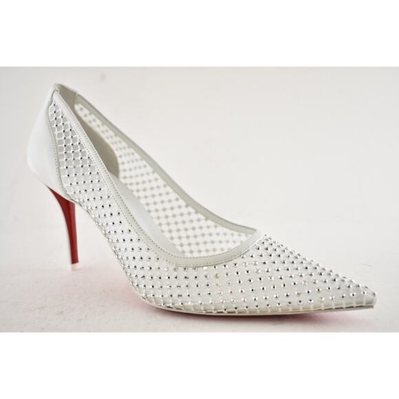 Christian Louboutin Apostropha Mesh Strass 80 White Crystal Pointed Heel Pump 40 - Picture 6 of 16